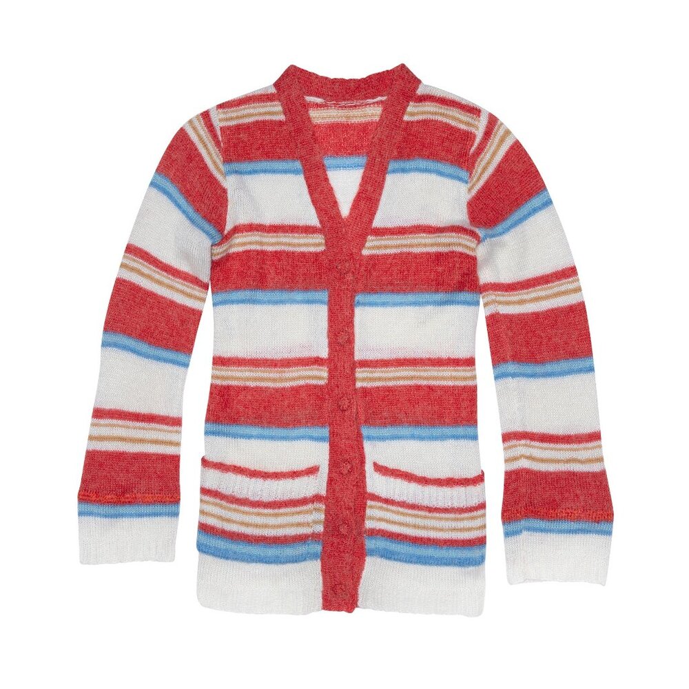 Sundazed (Austria) 70s Vintage Homespun Stranded Mohair Yarn Cardigan : S